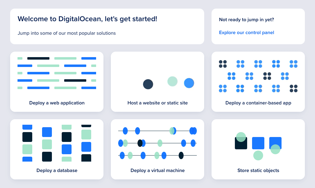 Screenshot showing DigitalOcean intro squares