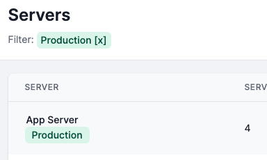 Header and start of server list showing filtering