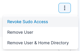 Screenshot showing the context menu with the revoke sudo access option