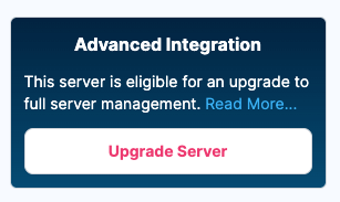 Screenshot showing the server upgrade available box