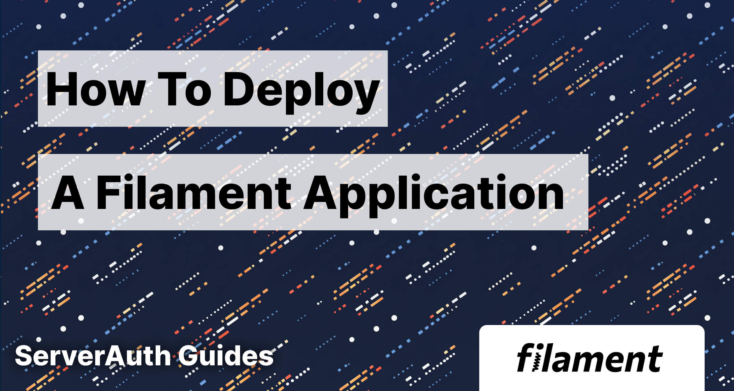 How to deploy a filament application